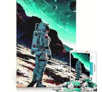 Rompecabezas de 1000 Piezas para Adultos: Ilustración de un Astronauta en un Planeta alienígena Juegos relajantes, Actividades Divertidas para Hacer en casa y Fortalecer el Amor en Pareja 38x26cm