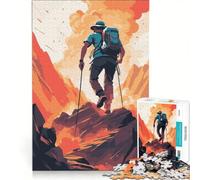 Rompecabezas de 1000 Piezas para Adultos Ilustración de un Excursionista en la Cima de una montaña Juego Educativo difícil y desafiante Colección de Artistas Bellas Artes 50x75cm