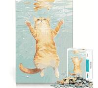 Rompecabezas de 1000 Piezas para Adultos ilustración de un Gato Nadando bajo el Agua,decoración Limpia y en Forma,Juguete para ejercitar el Cerebro,Juego Acogedor para cumpleaños (38x26cm)