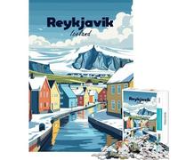 Rompecabezas de 1000 Piezas para Adultos Ilustración de un Paisaje Invernal de Reikiavik Islandia Juguete Educativo e Intelectual Divertido y Original Regalo de cumpleaños tamaño 75x50cm