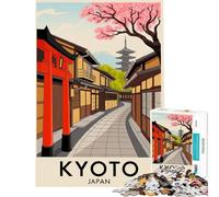 Rompecabezas de 1000 Piezas para Adultos Ilustración de una Escena callejera de Kioto Japón Ayuda a ejercitar el Cerebro y a Mejorar la Memoria Juego Educativo para Mayores de 14 años Juego 38x26cm