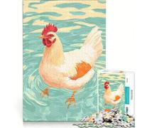 Rompecabezas de 1000 Piezas para Adultos: Ilustración de una gallina chapoteando en el Agua, Juego de ingenio, Actividades Divertidas para Hacer en casa, colección de Artistas, Bellas Artes 38x26cm