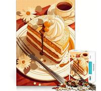 Rompecabezas de 1000 Piezas para Adultos ilustración de una Rebanada de Pastel con café Piezas de Corte Limpio Juego de Habilidad Mental Momento de relajación Diversión Escena navideña Arte (38x52cm)