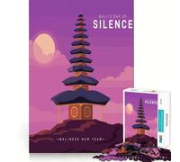 Rompecabezas de 1000 Piezas para Adultos Ilustración del Día del Silencio de Bali Juego Limpio para Jugar y divertirse Actividad de cumpleaños para Relajarse (38x26cm)