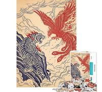 Rompecabezas de 1000 Piezas para Adultos Ilustración del enfrentamiento Entre el Tigre y el fénix Rompecabezas para Adultos Juegos relajantes Divertidos y con Humor para Disfrutar en casa (50x75cm)