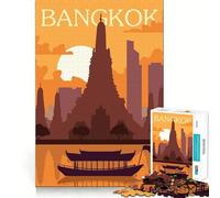 Rompecabezas de 1000 Piezas para Adultos Ilustración del Horizonte de Bangkok al Atardecer,Bordes Lisos,Juguete de construcción,Juego Relajante,Escena navideña (38x52cm)