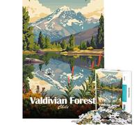 Rompecabezas de 1000 Piezas para Adultos Ilustración del Paisaje del Bosque Valdiviano de Chile Un Reto para completar Juego Educativo para aliviar el estrés Apto para Mayores de 14 años (50x75cm)