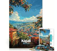 Rompecabezas de 1000 Piezas para Adultos Ilustración del Paisaje Urbano de Kigali,Ruanda Diseño de Bordes precisos Juego de lógica Momento de diversión y relajación Regalo Ideal para el Tiempo Libre