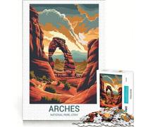 Rompecabezas de 1000 Piezas para Adultos: Ilustración del Parque Nacional Arches, Utah Juguete Educativo, Ideal para Relajarse intelectualmente Colección de Artistas Bellas Artes 38x26cm
