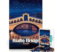 Rompecabezas de 1000 piezas para adultos Ilustración del Puente de Rialto en Venecia de noche Arte de corte fino Juego para desarrollar la capacidad de razonamiento Juego para momentos de tranquilidad