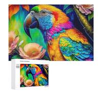 Rompecabezas de 1000 piezas para adultos, impresión artística de loros coloridos, 2 rompecabezas para adultos, juegos familiares, regalos para mujeres, interacción entre padres e hijos, 1000 piezas