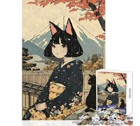 Rompecabezas de 1000 Piezas para Adultos impresión en Madera de Nekomusume Juguete para decoración de Pared Grandes Regalos y Juguetes Juego práctico para Mejorar el Amor Entre Parejas tamaño 38x26cm