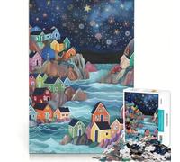 Rompecabezas de 1000 Piezas para Adultos Impresionante Pueblo al Borde del acantilado Juego Educativo Actividades Familiares fortalece el Amor Entre Parejas 38x26cm