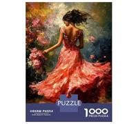 Rompecabezas De 1000 Piezas Para Adultos Impressionist Inspired Elegant Woman in Floral Dress Rompecabezas Para Adultos Juguetes Antiestrés Corte De Precisión Actividades Divertidas En Casa 38x26cm/10