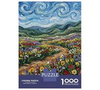 Rompecabezas De 1000 Piezas para Adultos Impressionistic Wildflower Field Painting Rompecabezas para Adultos Juegos Divertidos Pero Divertidos Y Humorísticos Cumpleaños 52x38cm/10