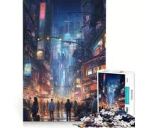 Rompecabezas de 1000 Piezas para Adultos: Increíble Noche Cyberpunk, Juguetes para armar, Actividades Divertidas en casa, cumpleaños y Navidad 38x26cm