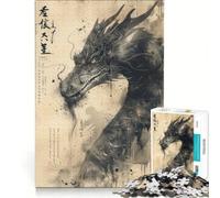 Rompecabezas de 1000 Piezas para Adultos: Ink Dragon Lore, Juego de ingenio, decoración de Pared, Lista de Deseos con Papá Noel 38x26cm