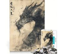 Rompecabezas de 1000 Piezas para Adultos: Ink Dragon Lore, Juego Imposible, Actividades Divertidas para Hacer en casa, colección de Artistas, Bellas Artes 50x75cm