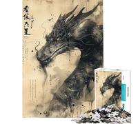 Rompecabezas de 1000 Piezas para Adultos Ink Dragon Lore Juegos Familiares para divertirse en Familia difícil y desafiante (tamaño 38x52cm)