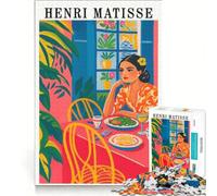 Rompecabezas de 1000 Piezas para Adultos Inspirado en Henri Matisse Escena de Comedor Juegos Divertidos interacción Entre Padres e Hijos Cada Pieza es única 38x26cm