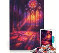 Rompecabezas de 1000 Piezas para Adultos Interior de Catedral con vidrieras Juego Educativo desafío difícil fortalece el Amor Entre Parejas 50x75cm