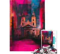 Rompecabezas de 1000 Piezas para Adultos Interior de Catedral neón Juegos Familiares Ideal para Pasar el rato en casa Toda la Familia (tamaño 38x52cm)