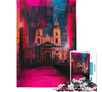 Rompecabezas de 1000 Piezas para Adultos Interior de Catedral neón Rompecabezas para Adultos antiestrés Ideal para Pasar el Tiempo en casa Durante Las Vacaciones Perfecto como Regalo (tamaño 38x26cm)