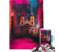 Rompecabezas de 1000 Piezas para Adultos Interior de Catedral neón Rompecabezas para Adultos Juegos relajantes Vacaciones en casa Matar el Tiempo Un Reto para completar (Tamaño 50x75cm)