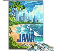 Rompecabezas de 1000 Piezas para Adultos, Isla de Java, Indonesia Ayuda a ejercitar el Cerebro Juguetes adictivos para Cultivar la Paciencia Colección de Artistas Bellas Artes 38x26cm