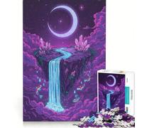 Rompecabezas de 1000 Piezas para Adultos: Isla Flotante con Cascada y Carpas koi, Juego Educativo, difícil y desafiante, colección de Artistas, Bellas Artes 38x52cm