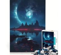 Rompecabezas de 1000 Piezas para Adultos Isla Iluminada por la Luna Juguetes para armar para la diversión Familiar para Fortalecer el Amor Entre Parejas 38x26cm