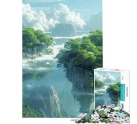 Rompecabezas de 1000 Piezas para Adultos Isla voladora mística Ayuda a ejercitar el Cerebro Actividades Familiares Juegos educativos Apto para Mayores de 14 años (38x26cm)