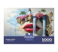 Rompecabezas De 1000 Piezas para Adultos Island with Lighthouse 3D Wall Art Rompecabezas para Adultos Juguetes Antiestrés Corte De Precisión Actividades Divertidas En Casa 70x50cm/1000pcs