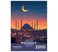 Rompecabezas De 1000 Piezas para Adultos Istanbul Turkey Nightscape Illustration Rompecabezas para Adultos Juego De Ingenio para La Diversión Familiar Cumpleaños 70x50cm/1000pcs
