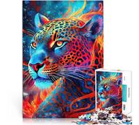 Rompecabezas de 1000 Piezas para Adultos Jaguar de neón místico Juguete Educativo para aliviar el estrés Regalo de cumpleaños 38x26cm