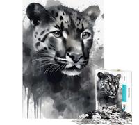 Rompecabezas de 1000 Piezas para Adultos Jaguar Pintado en Acuarela Juegos educativos Juguetes Juegos educativos Gran Regalo Vacaciones en casa Matar el Tiempo (tamaño 38x52cm)