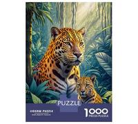 Rompecabezas De 1000 Piezas para Adultos Jaguar with Cub in Forest Rompecabezas para Adolescentes Juego Práctico Desafío Difícil Regalo De Cumpleaños, Regalos, 52x38cm/1000pcs