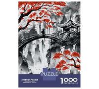 Rompecabezas De 1000 Piezas para Adultos Japanese Bridge Ink Wash Rompecabezas para Adultos Juguete Decoración De Pared Pero Diversión Y Humorística Diversión En El Hogar, 38x26cm/1000pcs