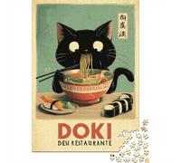 Rompecabezas De 1000 Piezas para Adultos Japanese Cat Ramen Restaurant Rompecabezas para Adolescentes Juego De Ingenio Análisis Y Lógica Difícil Y Desafiante 70x50cm/1000pcs