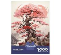 Rompecabezas De 1000 Piezas para Adultos Japanese Cherry Blossom Tree Art Print Rompecabezas para Adultos Juguete Decoración De Pared Regalos para Mujeres Desafiante De Completar 38x26cm/1000pcs