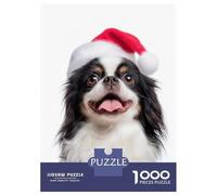 Rompecabezas De 1000 Piezas para Adultos Japanese Chin Dog with Santa Hat Rompecabezas para Adultos Juegos Relajantes Análisis Y Lógica Oferta como Regalos para Toda La Familia 70x50cm/1000pcs