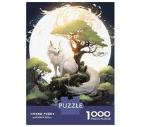 Rompecabezas De 1000 Piezas para Adultos Japanese Fox Moonlight Rompecabezas para Adultos Juegos De Relajación Regalos para Mujeres Desafío Educativo 52x38cm/1000pcs
