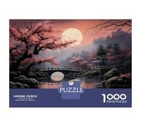 Rompecabezas De 1000 Piezas para Adultos Japanese Garden Moonlight Scene Rompecabezas para Adultos Juegos De Relajación Desafío Difícil Ayuda A Ejercitar El Cerebro 38x26cm/1000pcs
