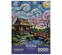 Rompecabezas De 1000 Piezas para Adultos Japanese Garden Under Starry Sky Rompecabezas para Adultos Juguetes Antiestrés Ensamblaje De Patrones Interacción Entre Padres E Hijos 52x38cm/1000pcs