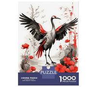 Rompecabezas De 1000 Piezas para Adultos Japanese Ink Crane Bird Rompecabezas para Adultos Juguetes Antiestrés para La Diversión Familiar Regalos De Cumpleaños Y Únicos 52x38cm/1000pcs