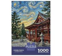 Rompecabezas De 1000 Piezas para Adultos Japanese Temple in Van Gogh Style Rompecabezas para Adultos Juego Familiar Vacaciones En Casa Matar El Tiempo Difícil Y Desafiante 38x26cm/1000pcs