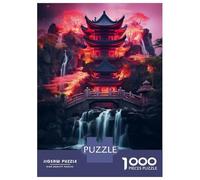 Rompecabezas De 1000 Piezas para Adultos Japanese Temple Waterfall Rompecabezas para Adultos Juegos De Relajación Desafío Difícil Ayuda A Ejercitar El Cerebro 70x50cm/1000pcs