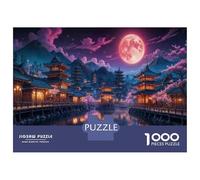 Rompecabezas De 1000 Piezas para Adultos Japanese Village Night Scene Rompecabezas para Adultos Juegos Relajantes Análisis Y Lógica Oferta como Regalos para Toda La Familia 38x26cm/1000pcs