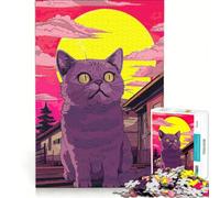 Rompecabezas de 1000 Piezas para Adultos, Japón, Cat City Pop, Juego Educativo, Entrena tu Cerebro y Tus Manos, Mejora el Amor Entre Parejas 38x26cm
