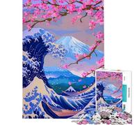 Rompecabezas de 1000 Piezas para Adultos Japón Monte Fuji Sakura Rompecabezas para Adultos Juegos Divertidos difícil único para cumpleaños y Regalos (tamaño 38x52cm)